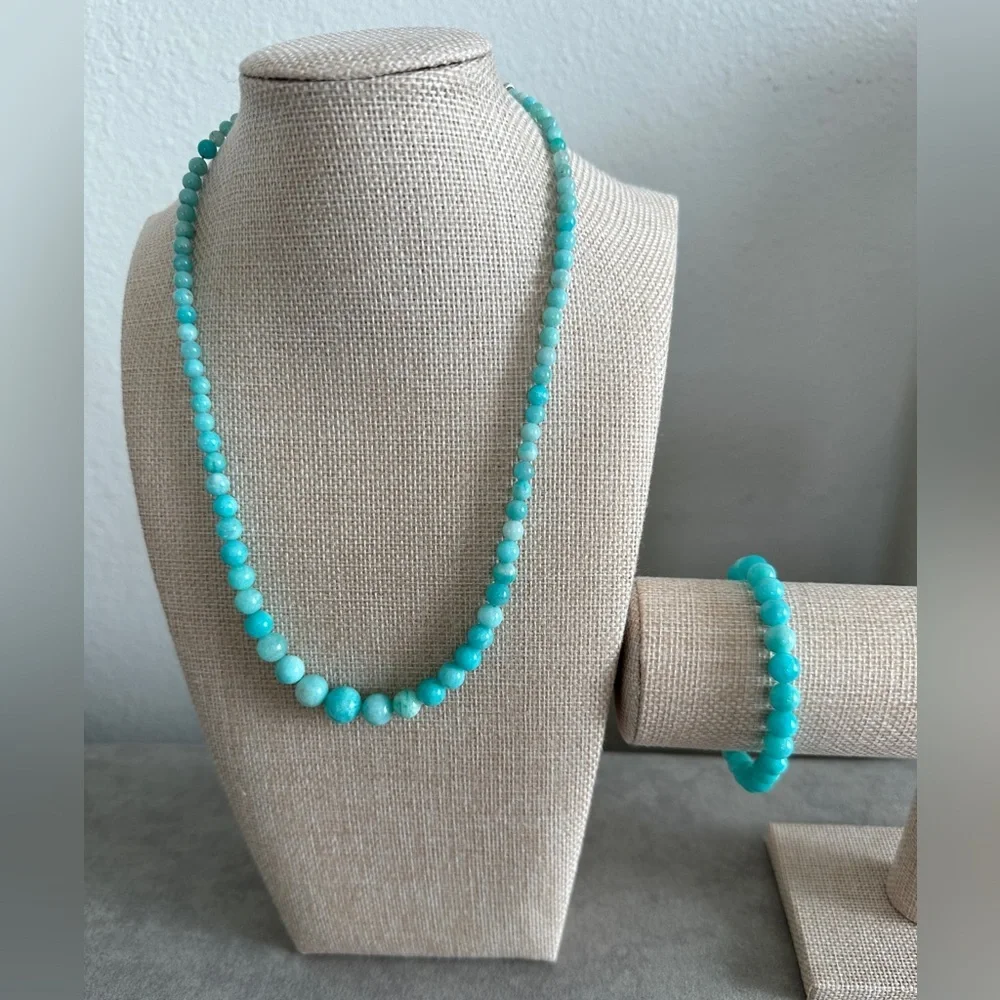 Light Amazonite bead necklace & bracelet set by Jay King - Picture 1 of 16